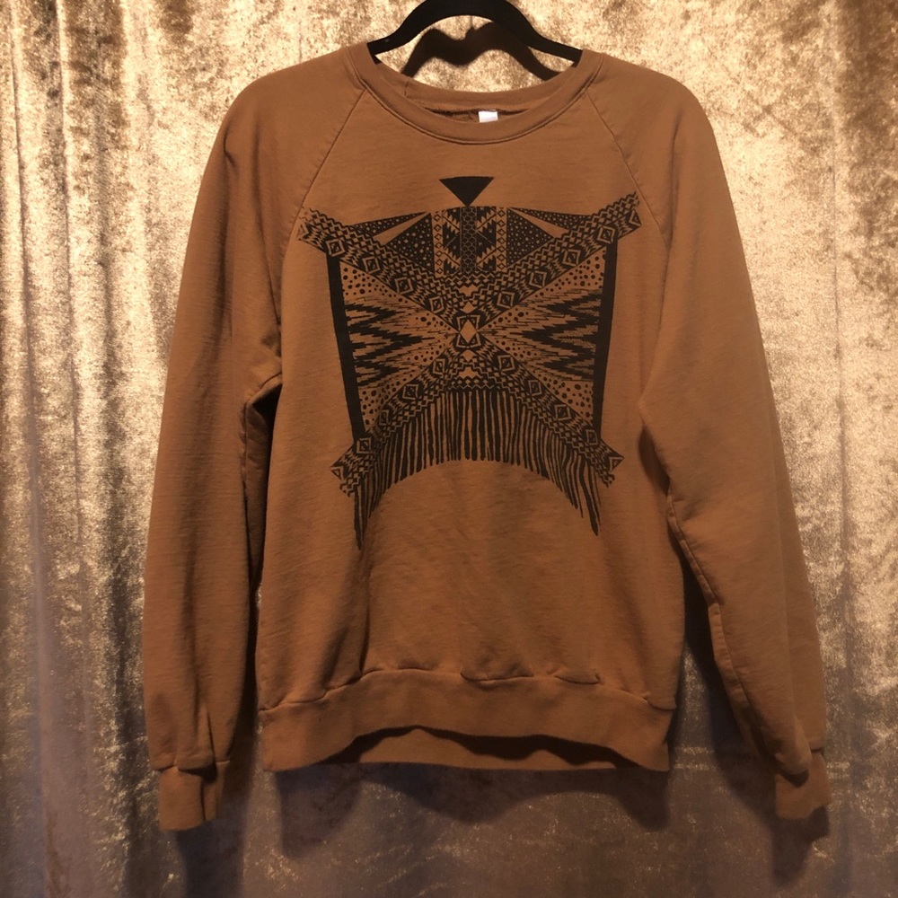 Bark decor mustard color graphic sweatshirt boho